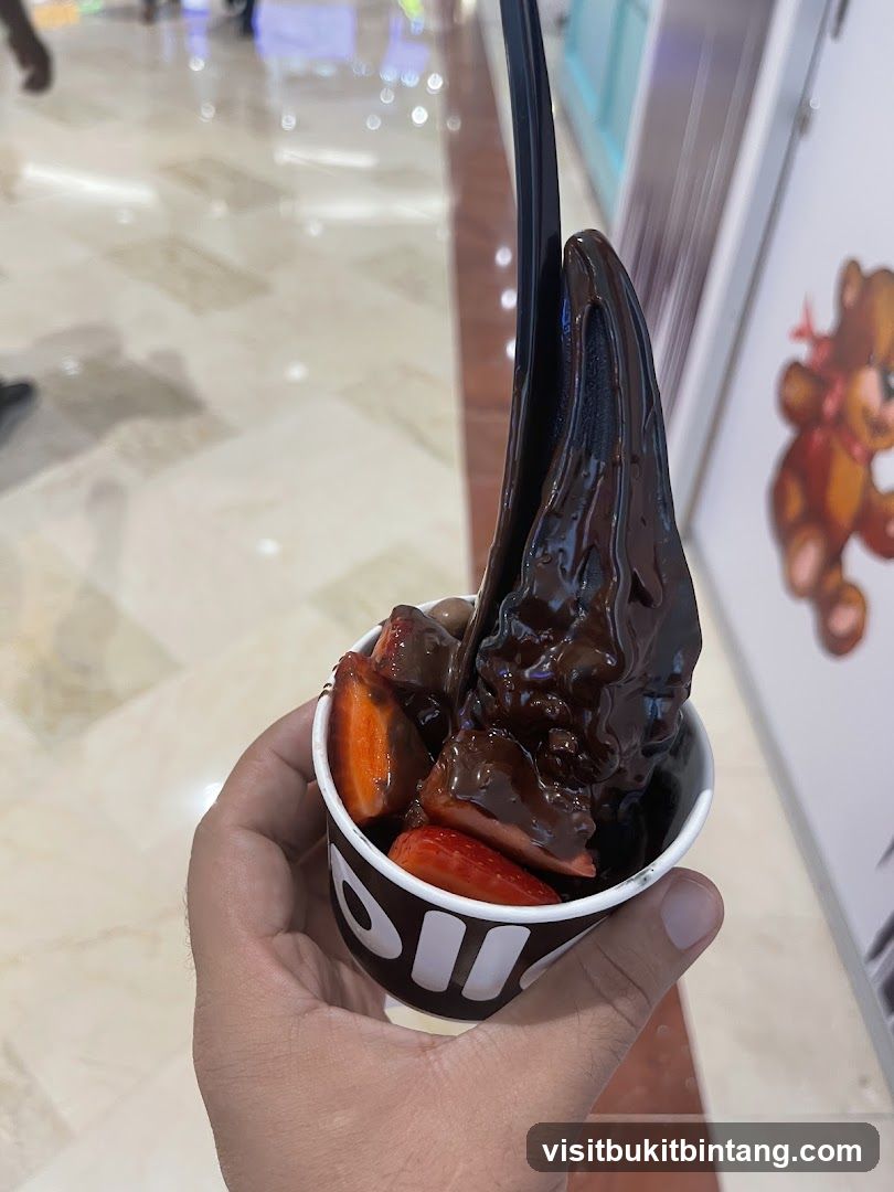 Chocolate Soft Serve with Strawberries