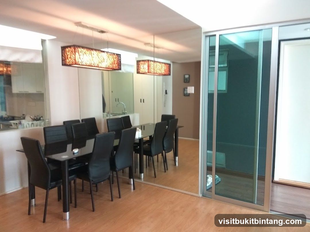 Modern Dining Area with Mirror Wall