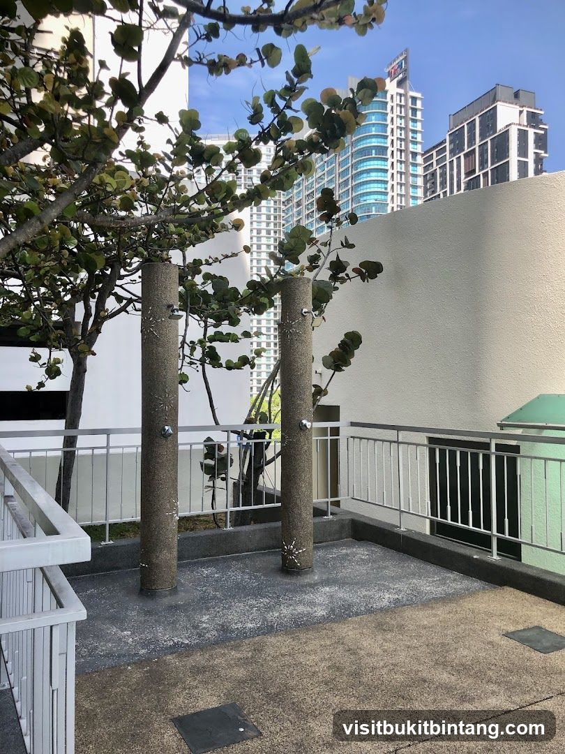Outdoor Showers with Cityscape Background