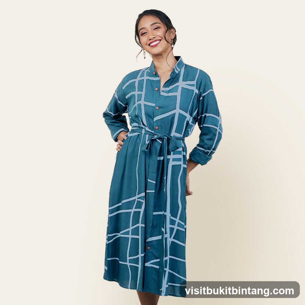 Woman in a patterned dress