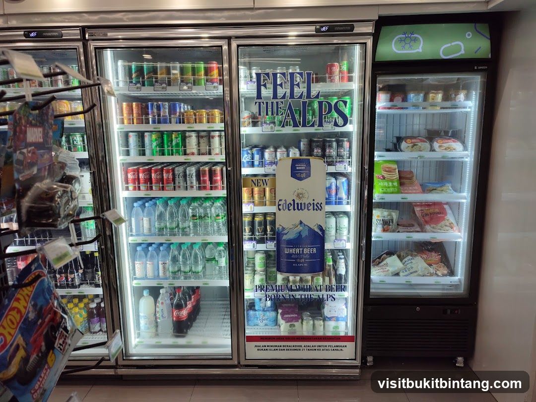 Refrigerated Display Cases with Drinks and Food