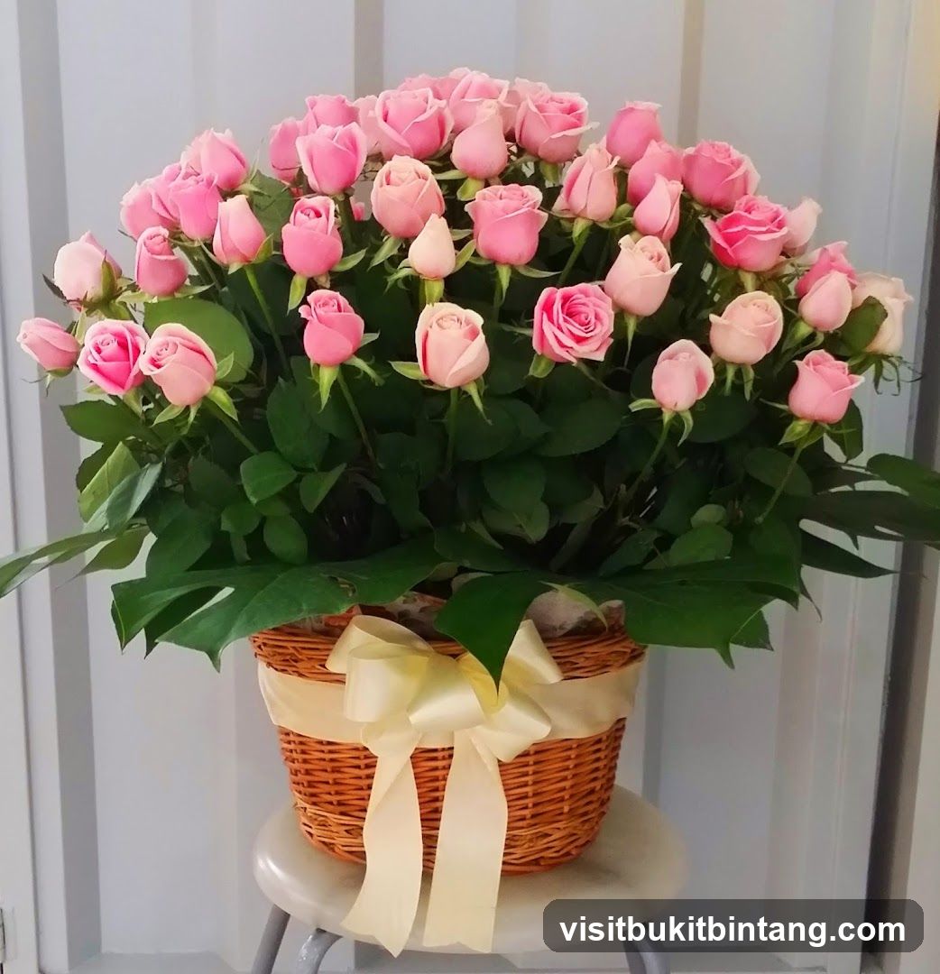 Basket of Pink Roses