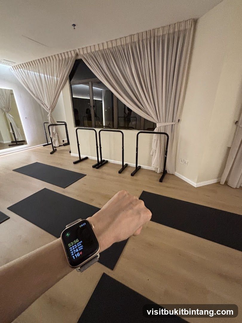 Fitness Studio with Yoga Mats and Barre