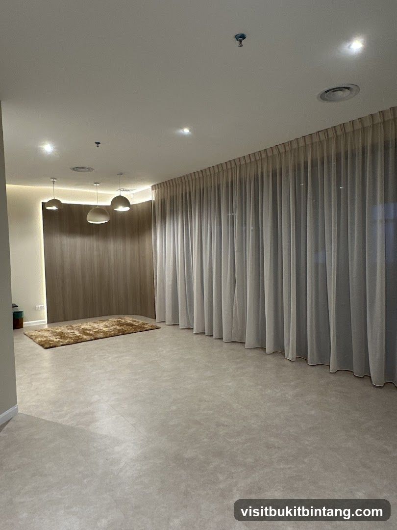 Empty Room with Curtains and Rug