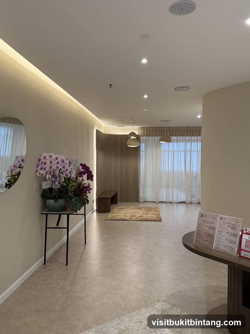 Modern Interior with Floral Arrangement and Price Lists
