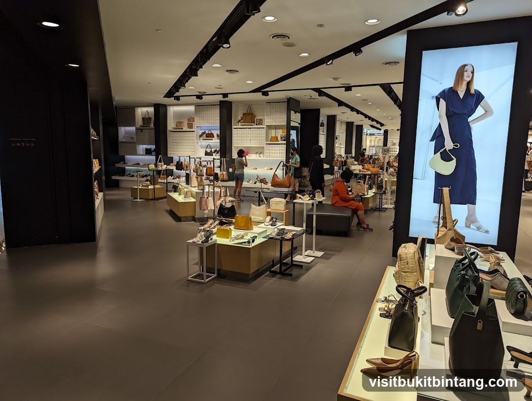 Interior of a handbag and shoe store