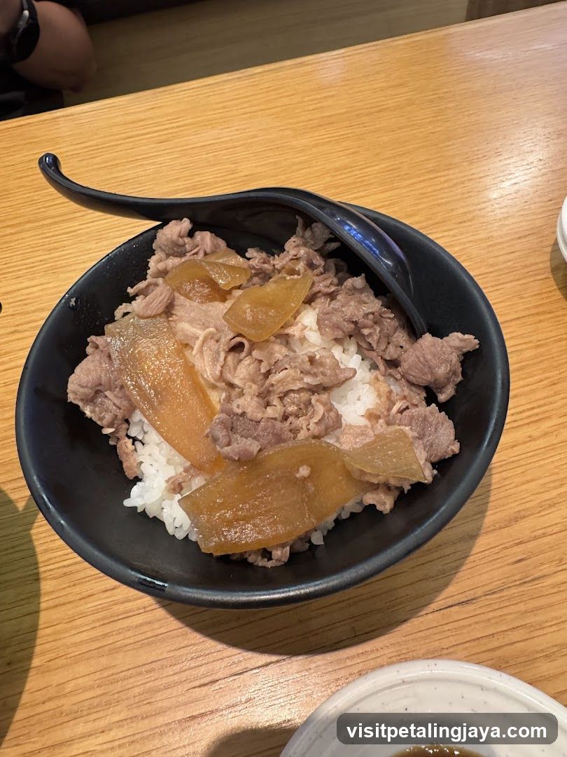 Bowl of Rice with Meat and Pickled Vegetables