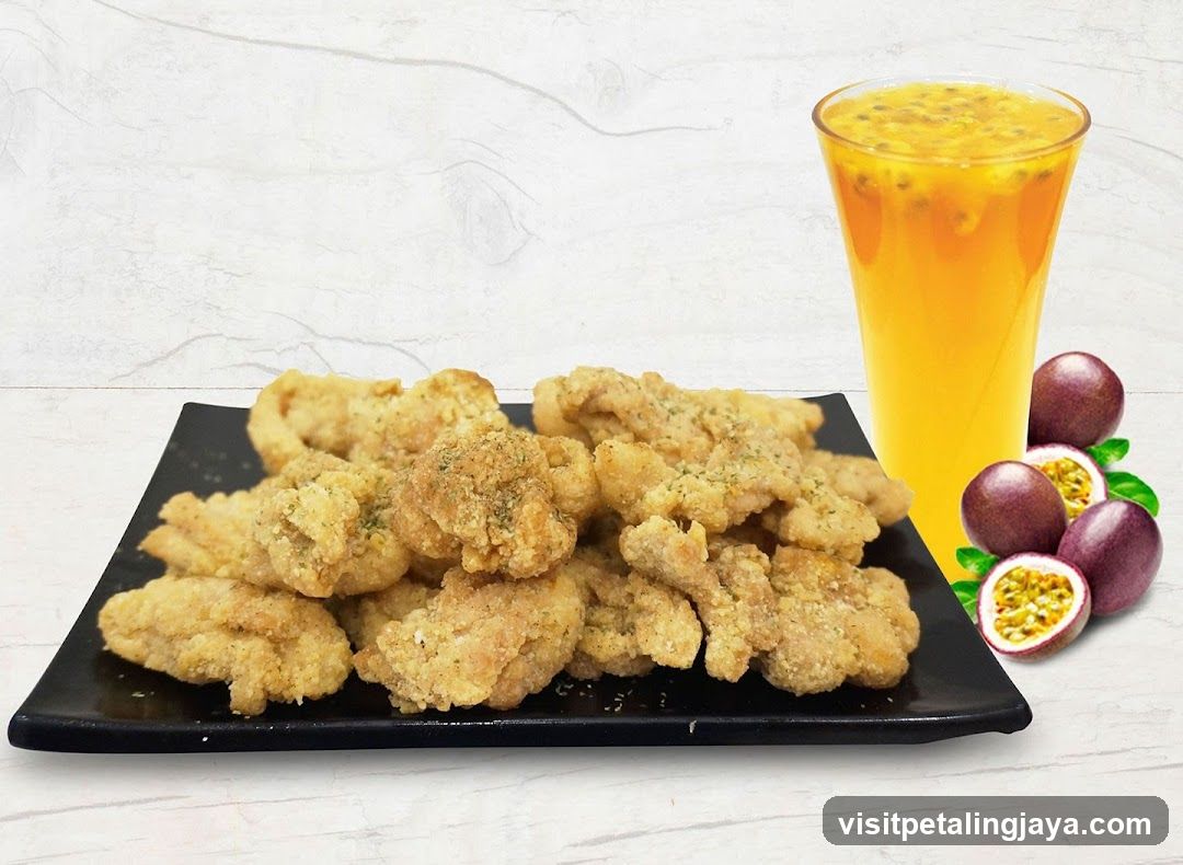 Fried Chicken with Passion Fruit Juice