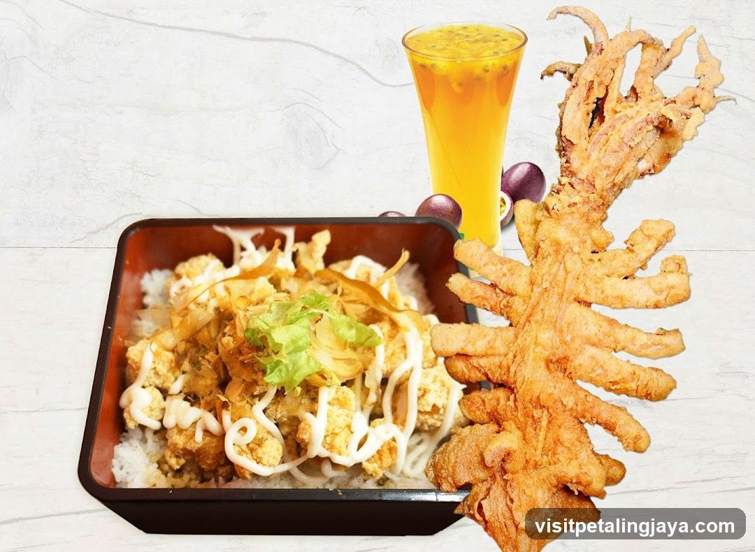 Fried Tempura and Rice Bowl with Juice