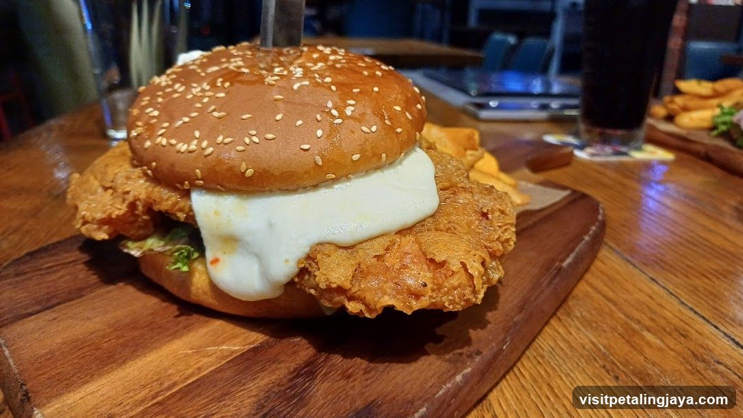 Fried Chicken Burger with Cheese and Fries