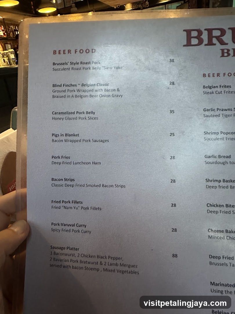 Beer Food Menu