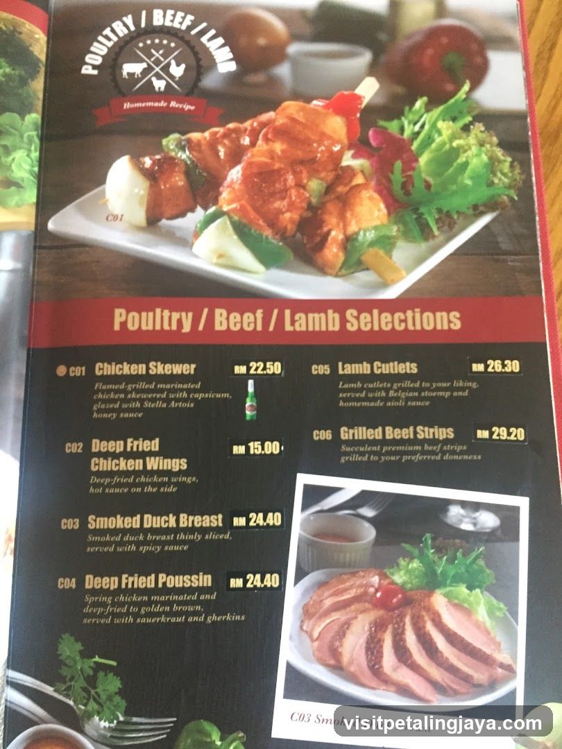 Poultry / Beef / Lamb Selections Menu