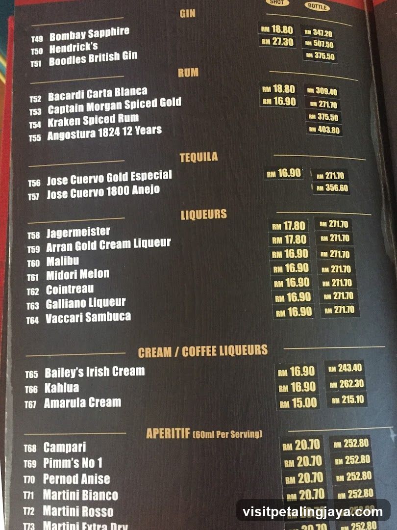 Alcohol Menu Page