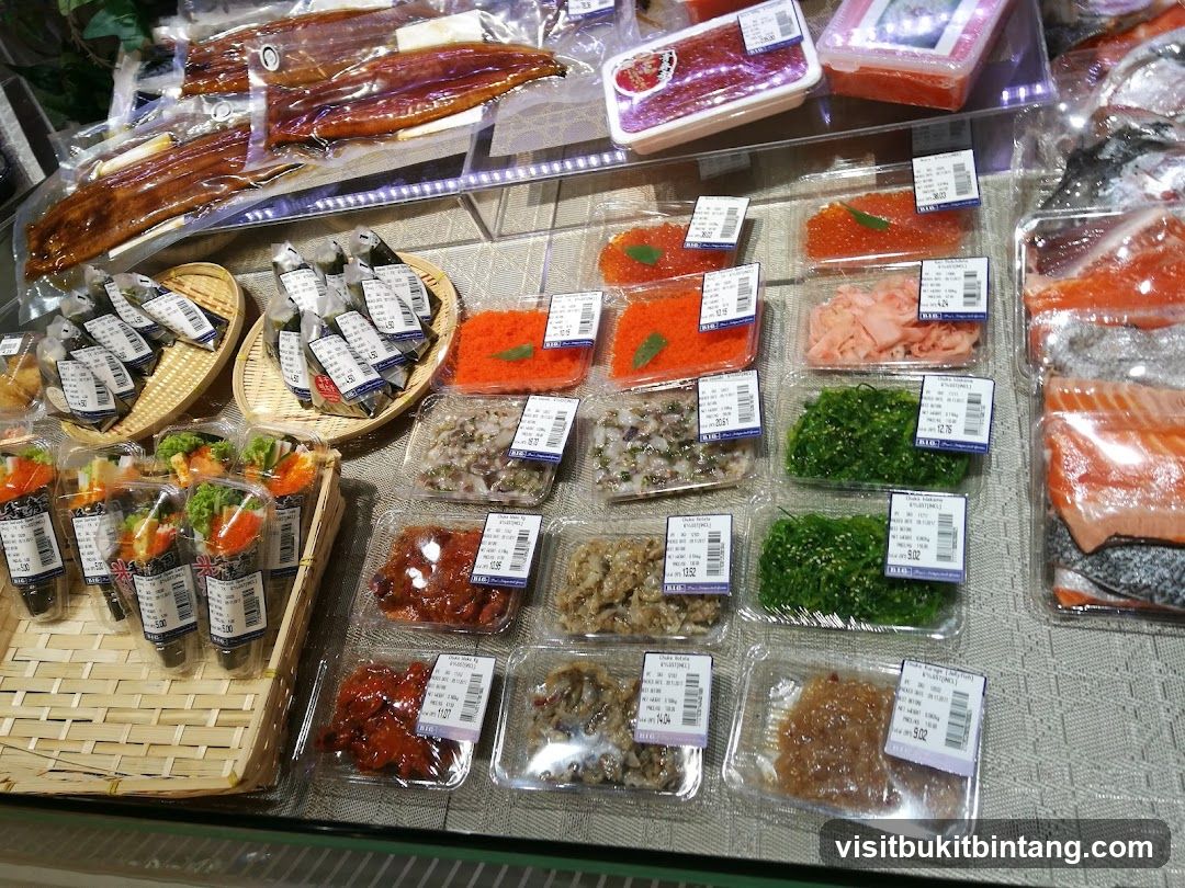 Assortment of Packaged Seafood and Sushi