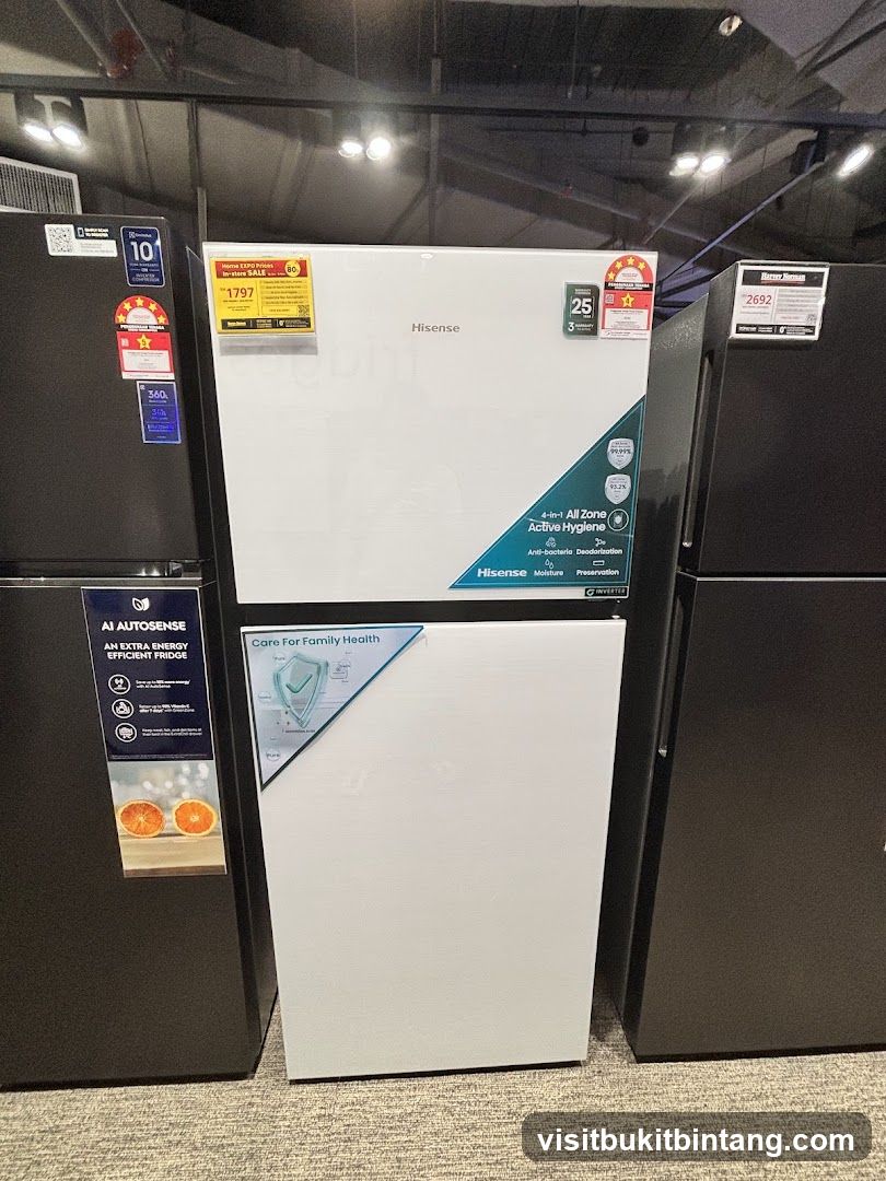 Refrigerators on display