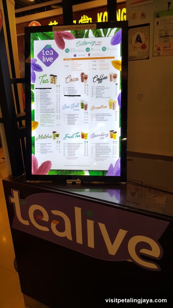 Tealive Menu Board