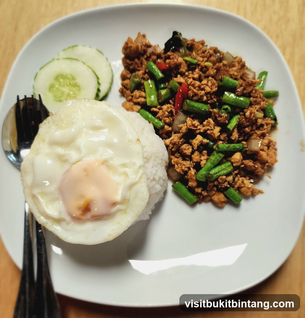Thai Basil Chicken with Rice and Fried Egg