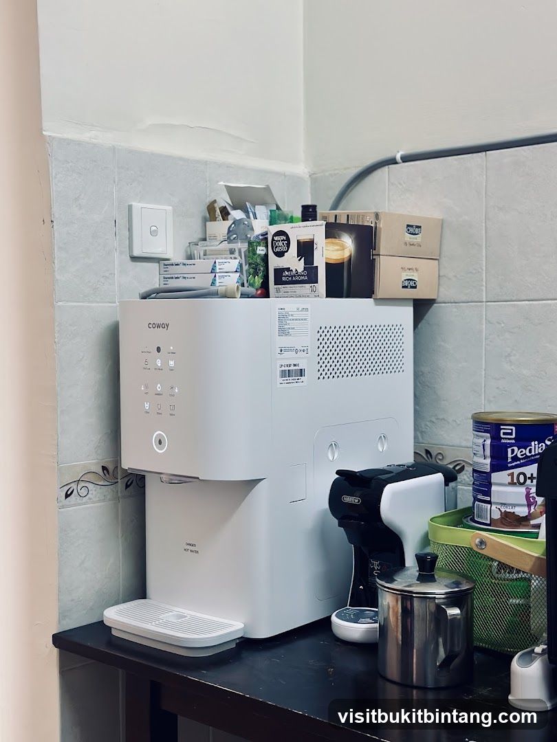 Kitchen Counter with Water Dispenser and Coffee Maker