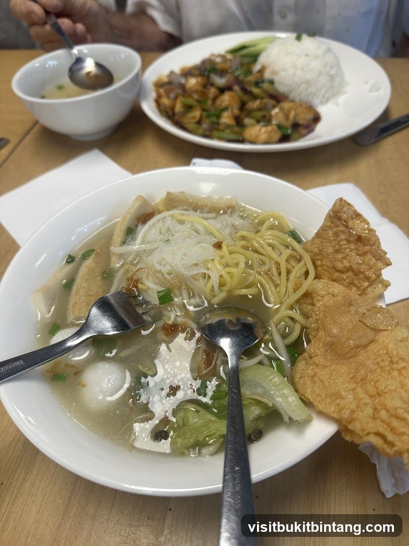 Noodle Soup and Rice Dish