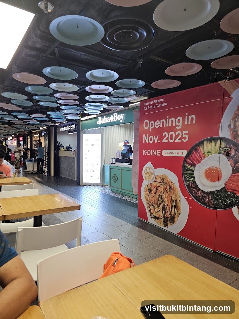 Food Court with Korean Restaurant Advertisement