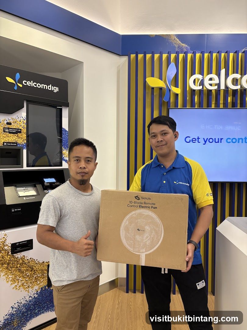 Customer receiving a fan