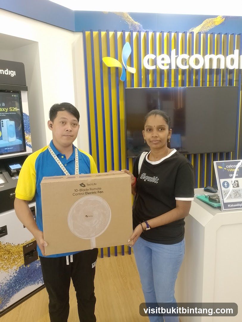 Customer receiving a fan