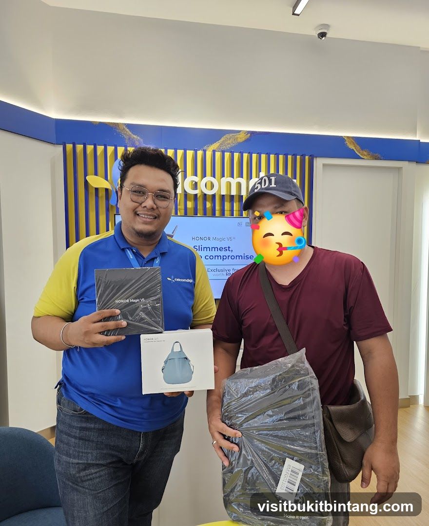 Two men holding products