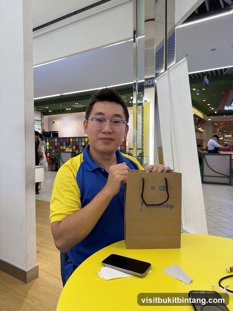 Man with shopping bag and phone