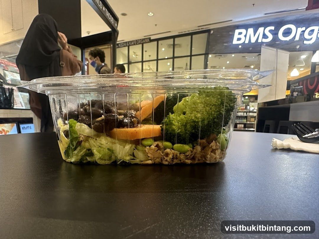 Salad in a plastic container