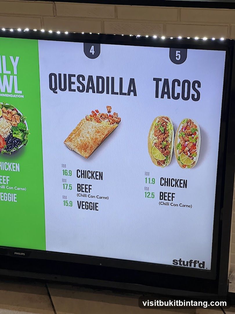 Quesadilla and Tacos Menu