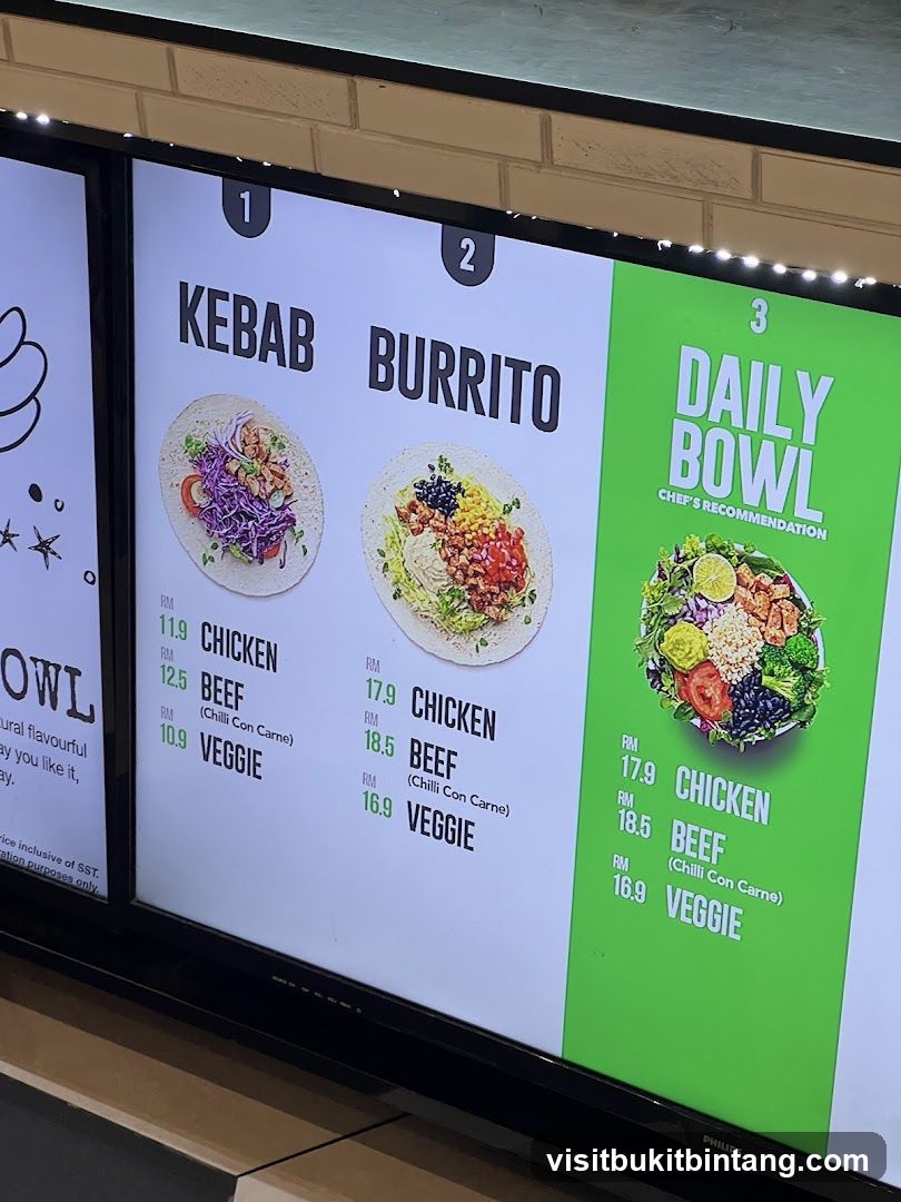 Kebab, Burrito, and Daily Bowl Menu