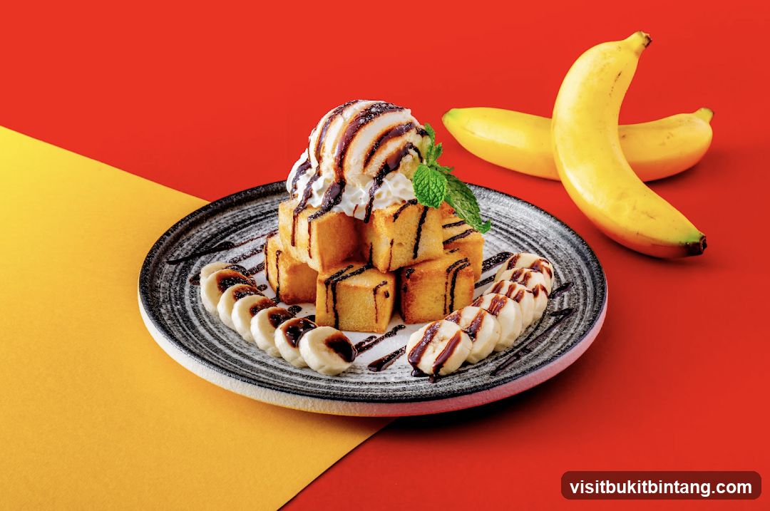 Honey Toast with Bananas and Ice Cream