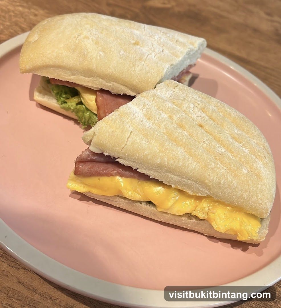 Two sandwiches on a pink plate