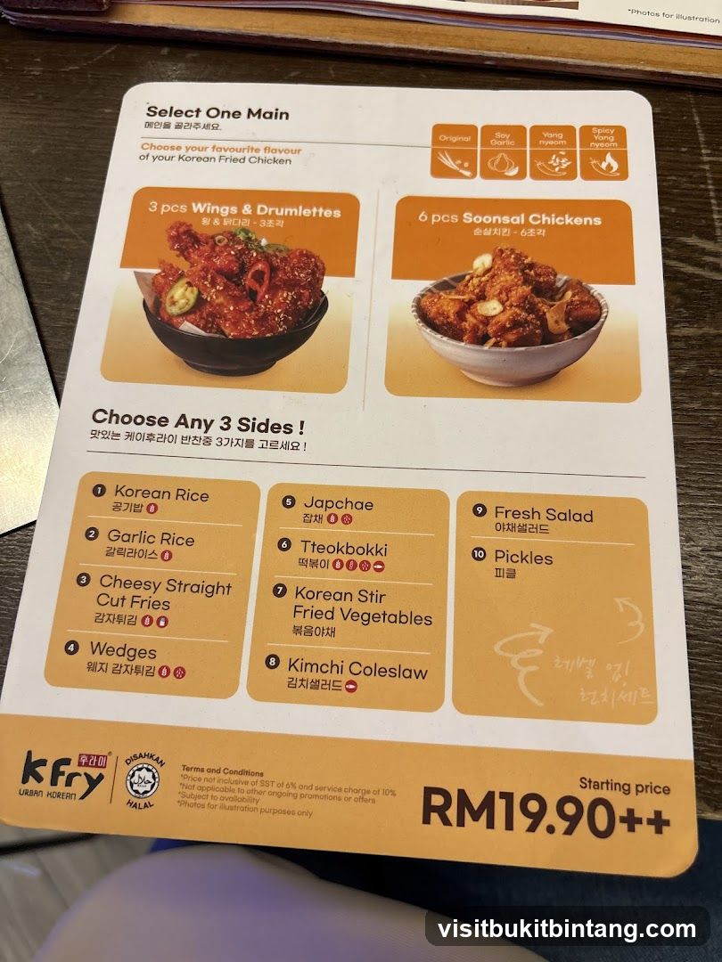 Kfry Urban Korean Menu