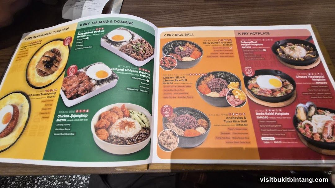 K FRY Menu