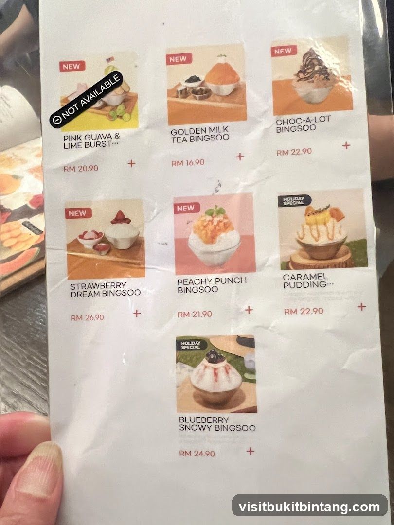 Bingsu Menu