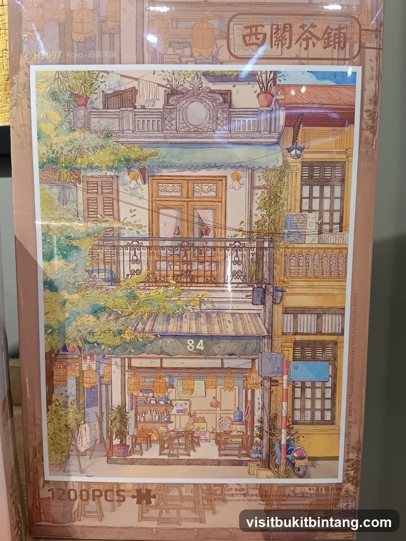 Puzzle Box with Tea Shop Illustration
