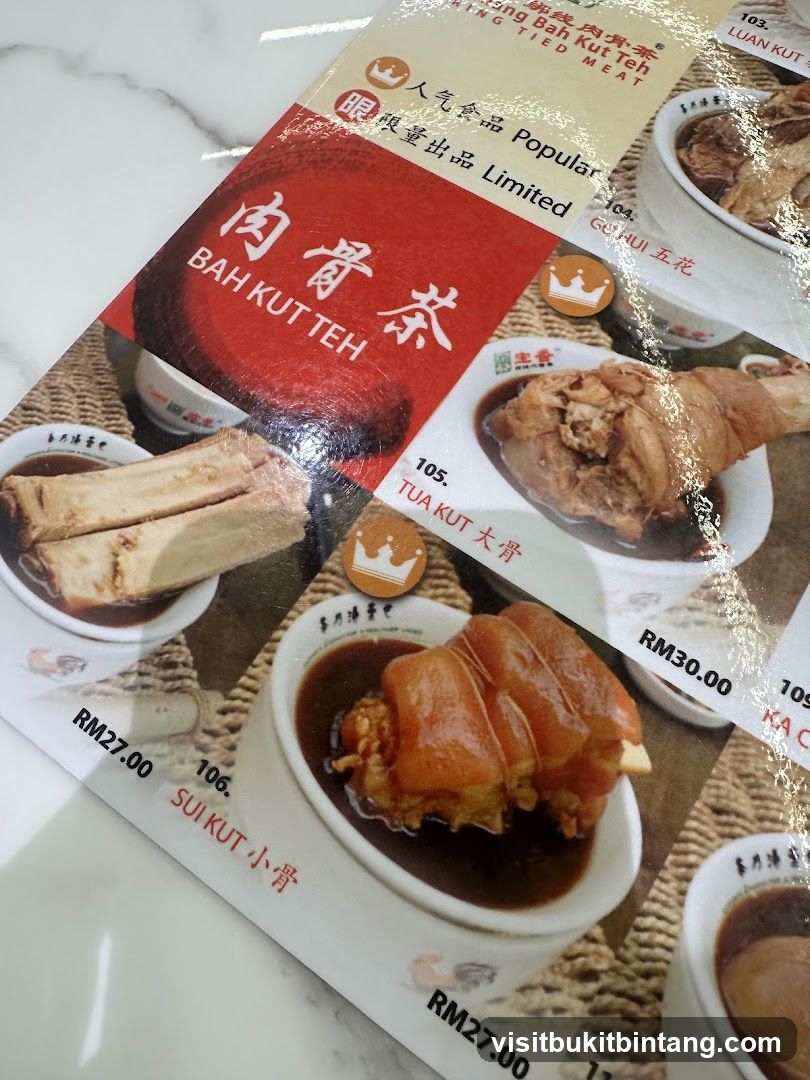 Bah Kut Teh Menu