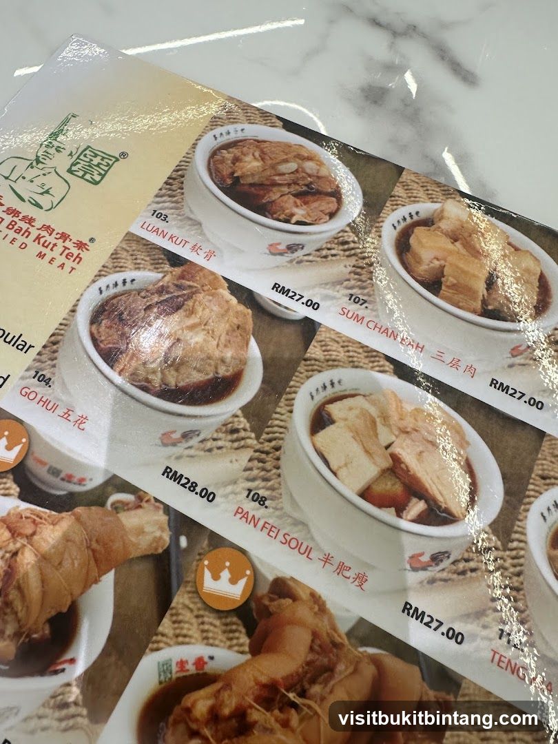 Bah Kut Teh Menu