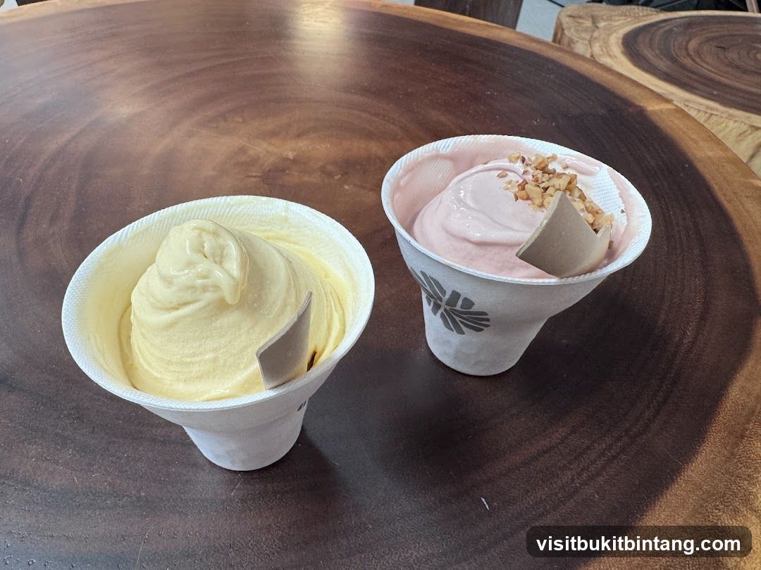 Two cups of soft serve ice cream