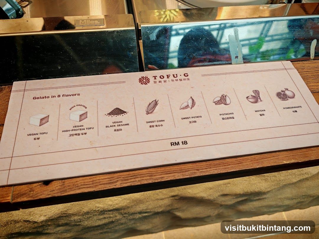 TOFU G Gelato Menu