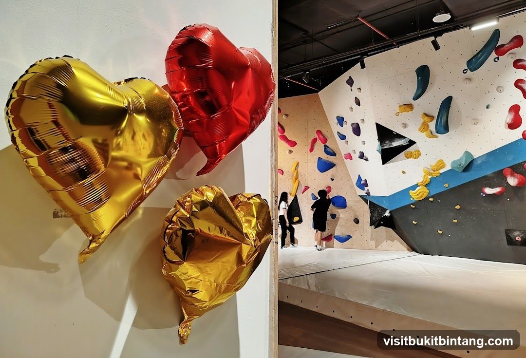 Heart Balloons and Climbing Wall