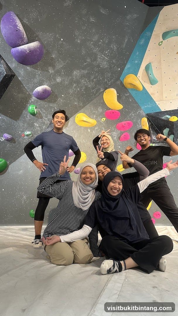 Group of friends at a climbing gym