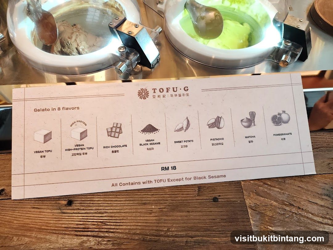 TOFU-G Gelato Menu