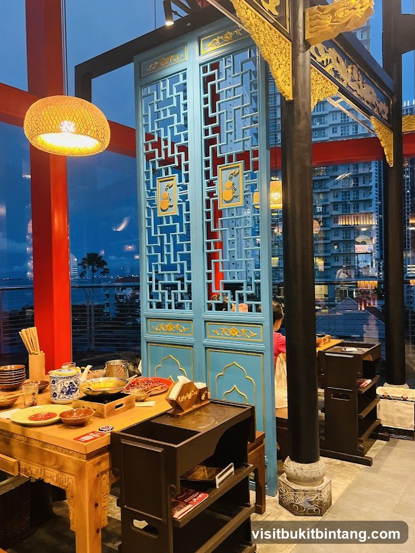 Restaurant Interior with Decorative Screen