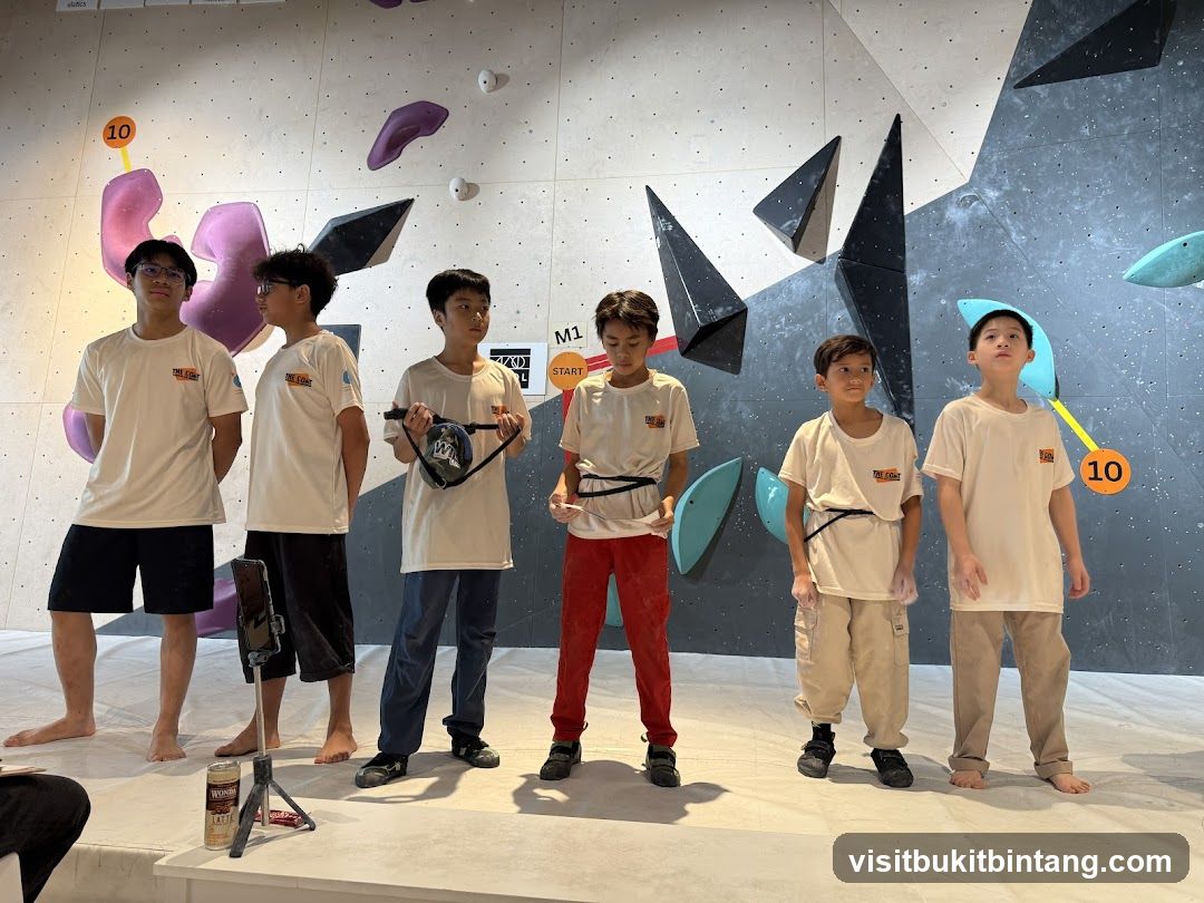 Young climbers in a bouldering gym
