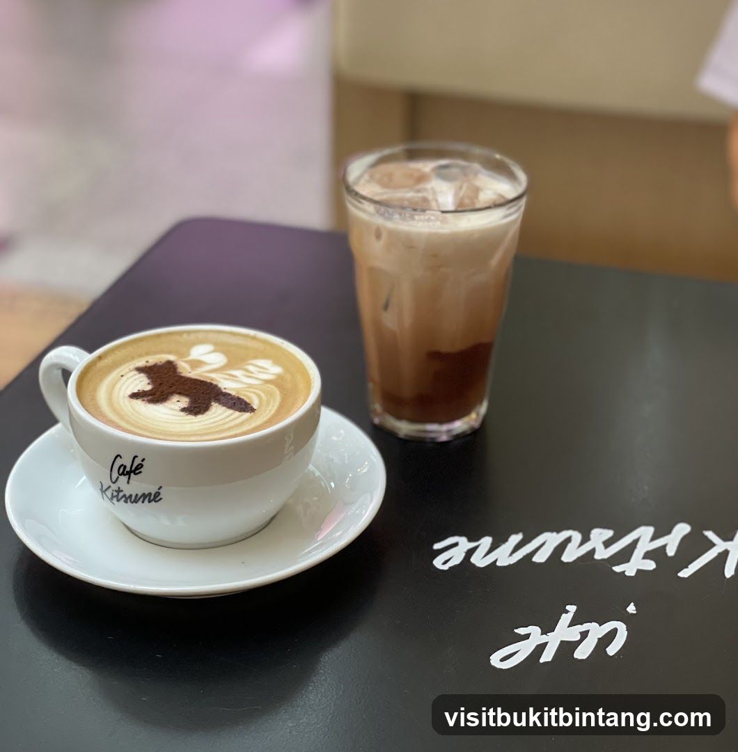 Latte art and iced coffee