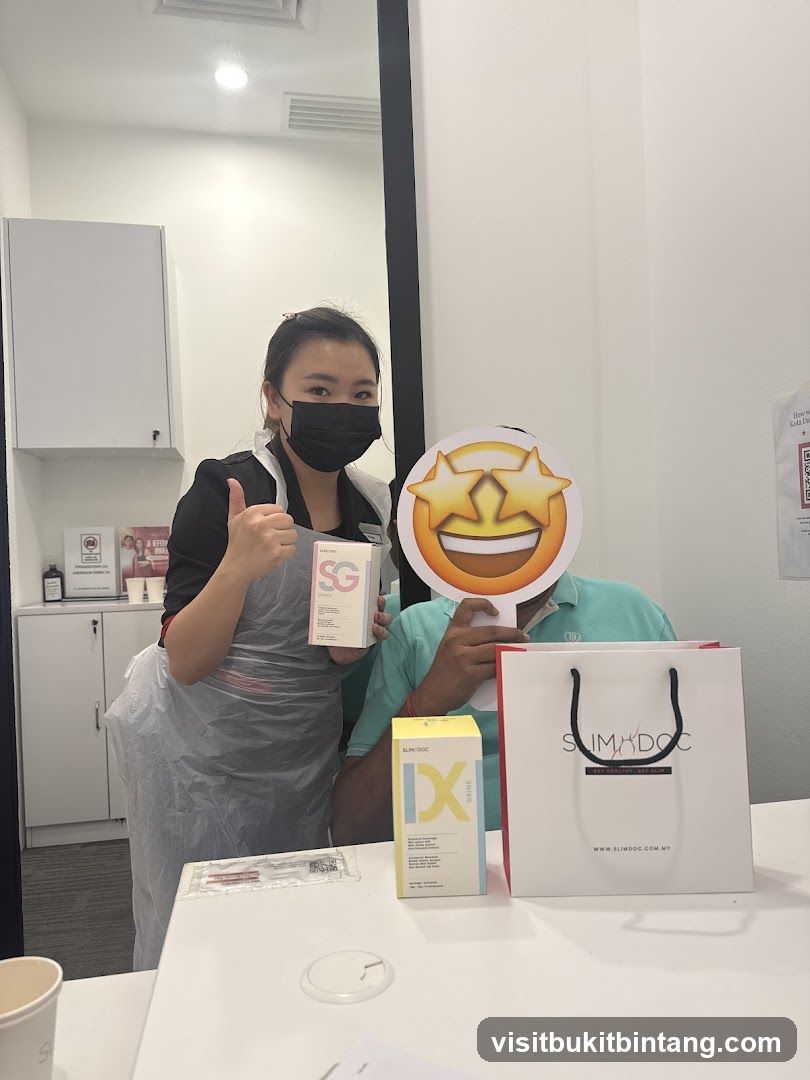 Customer and staff with products