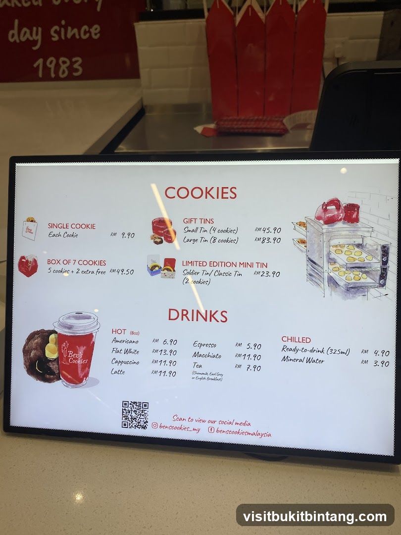 Ben's Cookies Menu