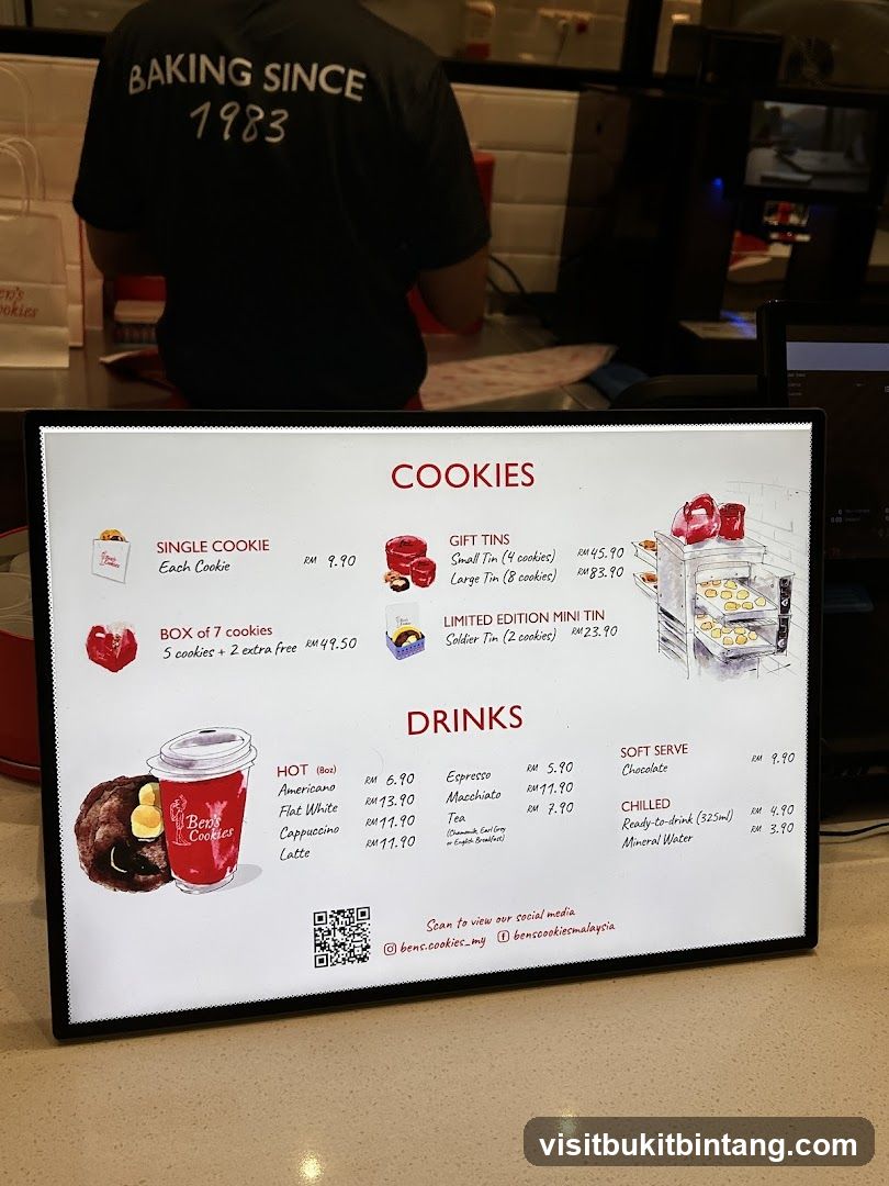 Cookies and Drinks Menu